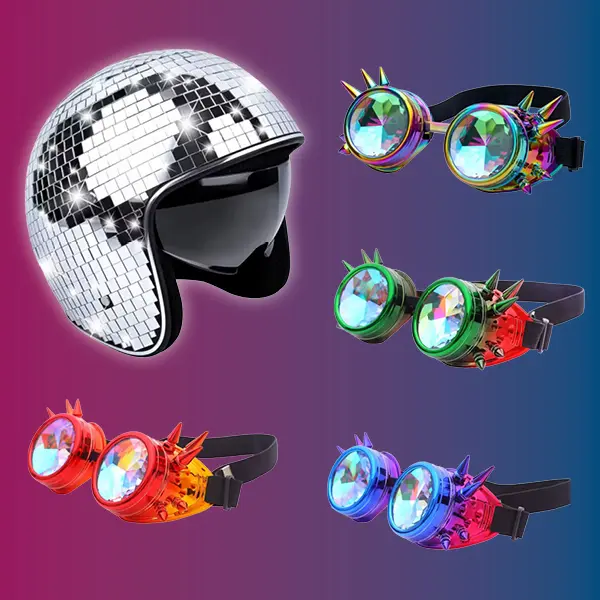 Casque et lunettes de folie pour photobooth